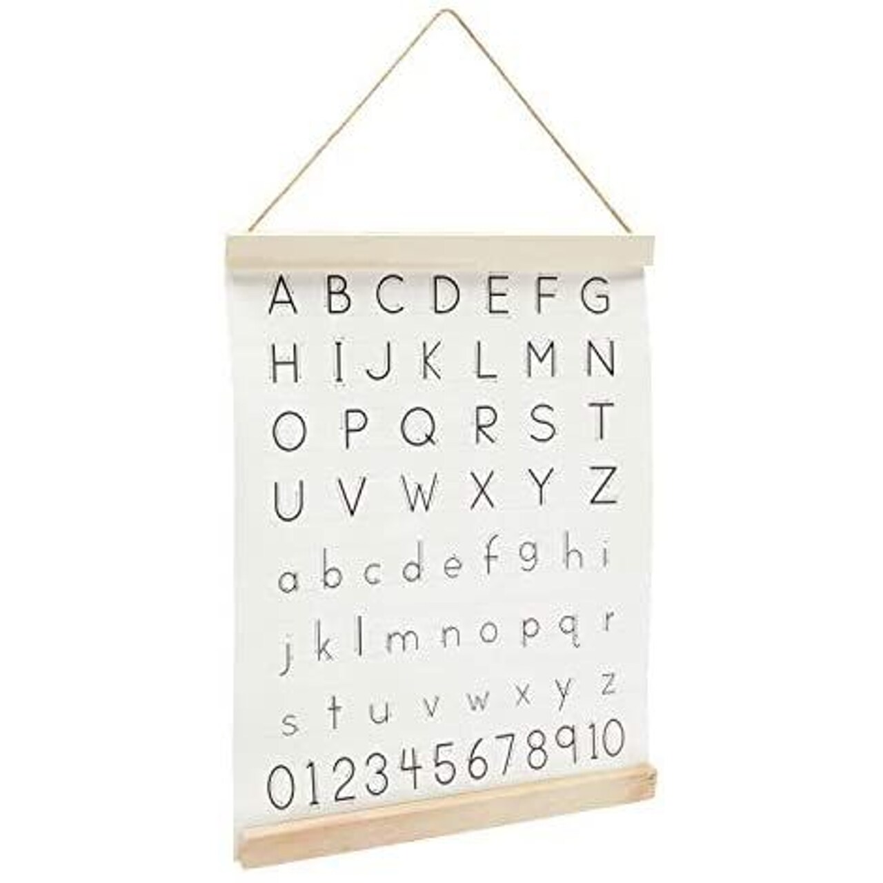 Farmlyn Creek Neutral Alphabet Chart Wall Art - 13 x 17 in - White Canvas with Blonde Wood - Hanging Alphabet & Numbers Art for Nursery Playroom Decor - Educational Toddler Learning Poster